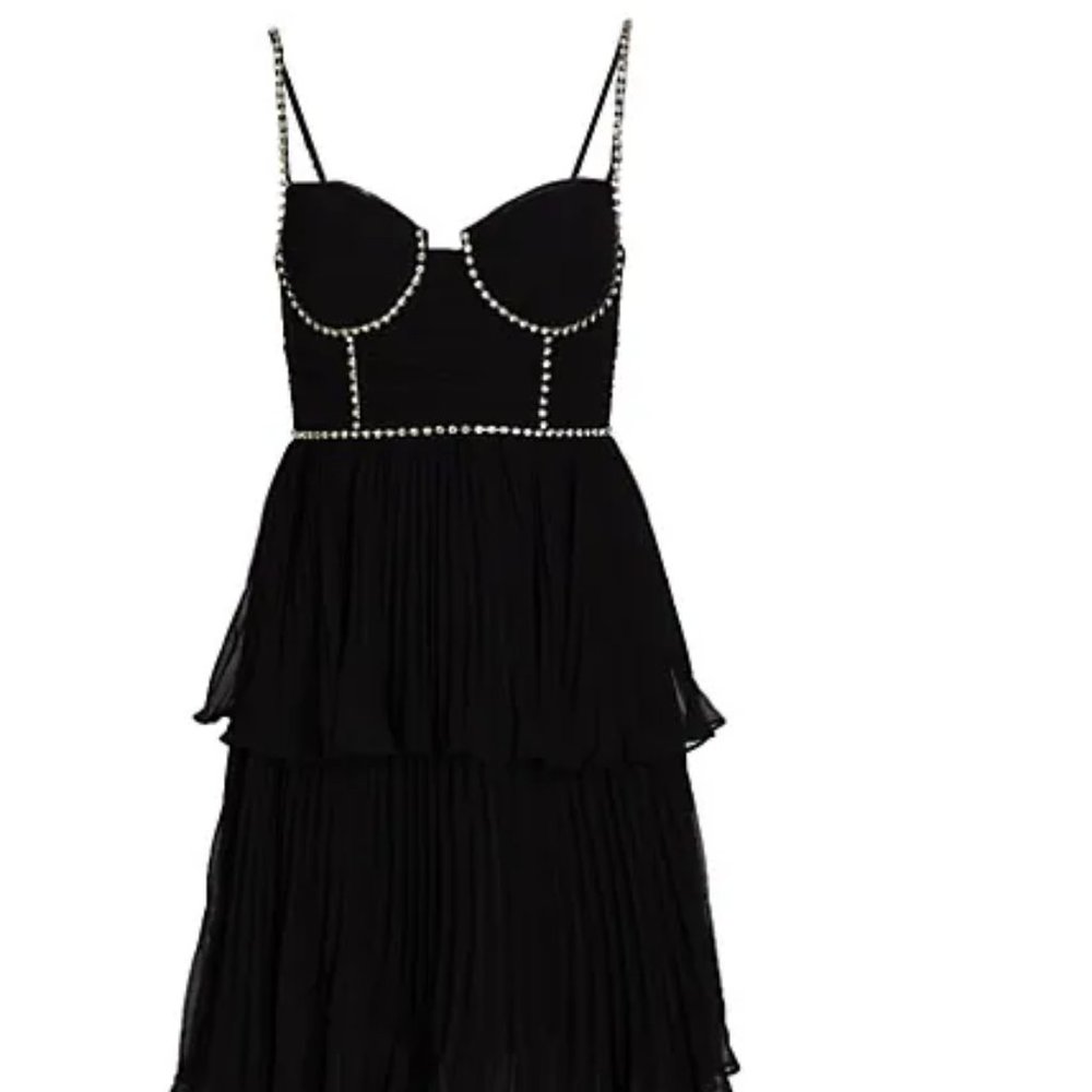 NWT Self-Portrait Bustier Tiered Chiffon Midi Dress Size 10